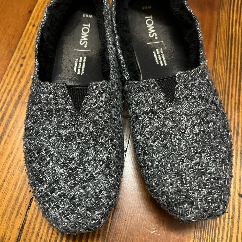 Toms Black and Gray Slip-On Loafers